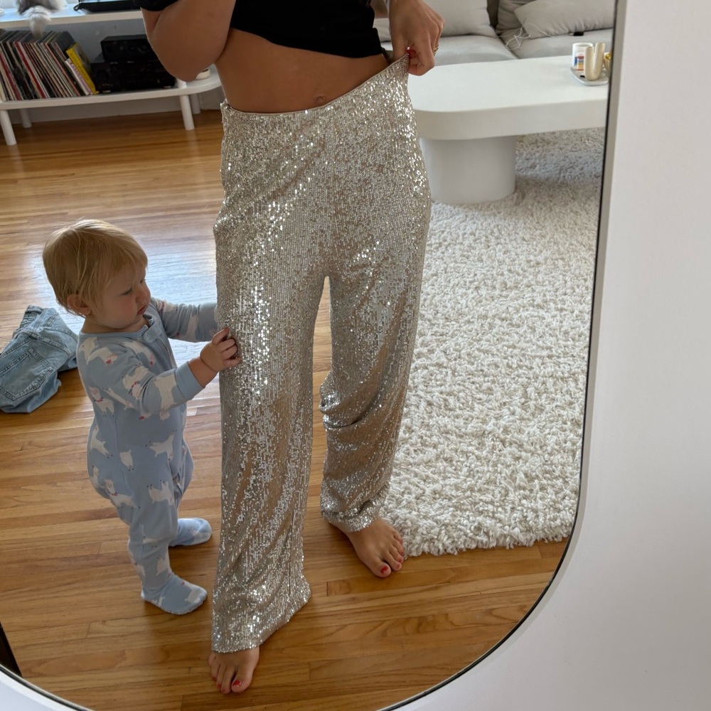 Silver Sequin Pants